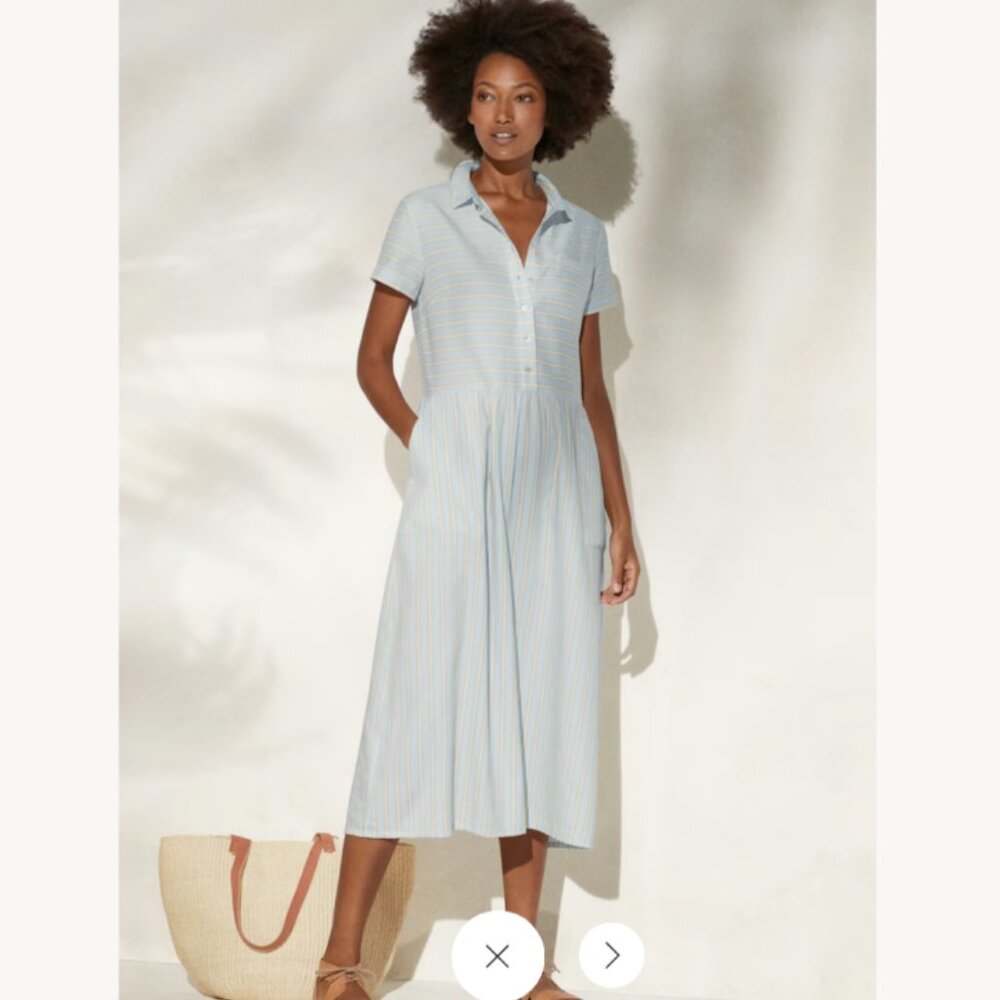Poetry linen and cotton striped midi shirt dress, US Size 6 (UK10) - Picture 5 of 6